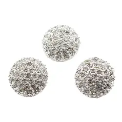 5Piece Set Of 12mm/24mm Round Alloy Diamond Buttons DIY Silver Color For Clothing, Inlaid With Diamond Metal Accessories