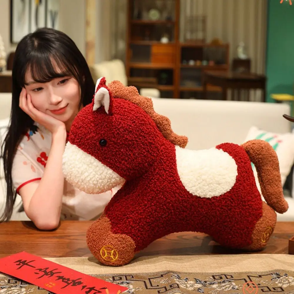 

55x40 см чучело лошади мягкая праздничная лошадь плюшевые игрушки креативный лунный новогодний подарок год лошади пледы подушка украшения для комнаты