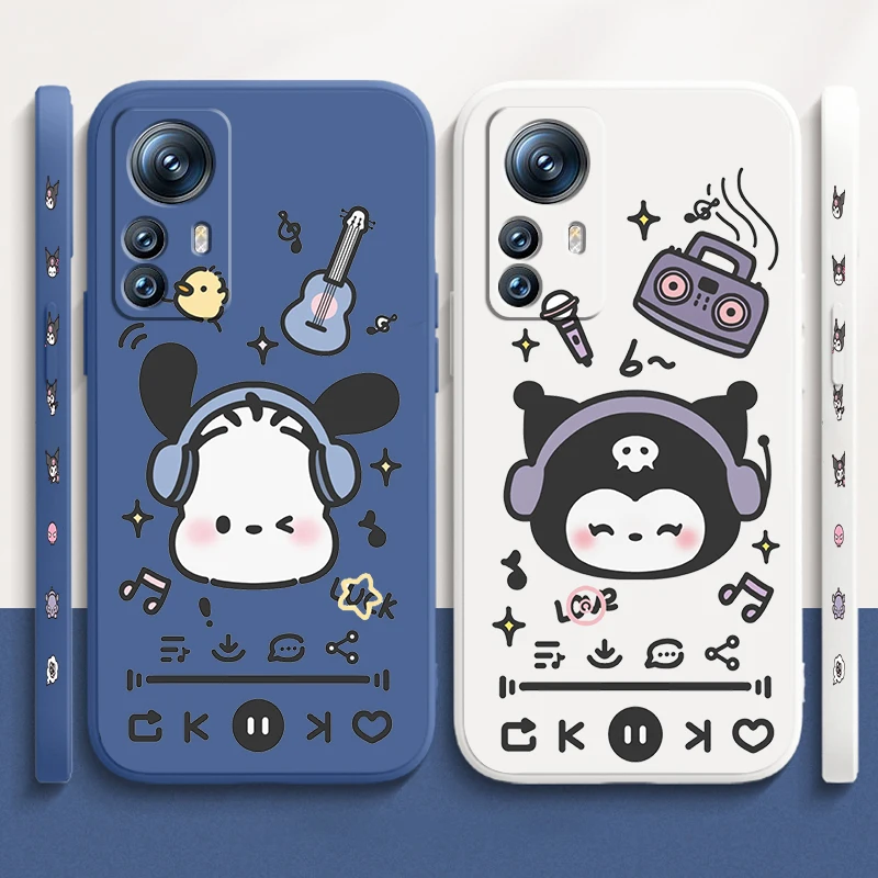 Sanrio Kuromi Pacha Dog Liquid Left Rope For Xiaomi Mi 14 13T 13 12T 12 11T 11i 11 A3 10T 10 9 Pro Lite Ultra 5G Soft