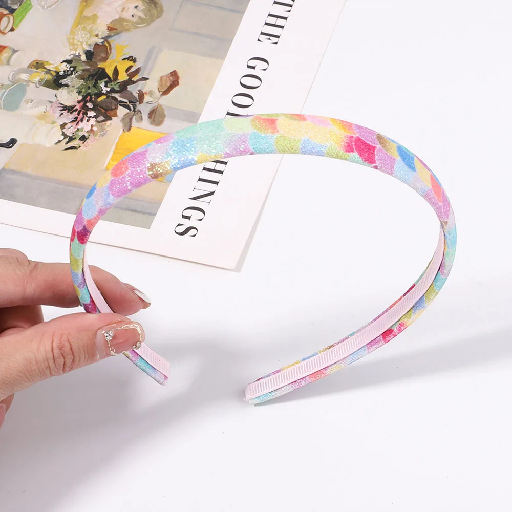 2024 Fashion Girl Glitter Headband Cute Headband Hairband Gradient Rainbow Love Star Headband Mermaid Kids Gift Hair Accessories