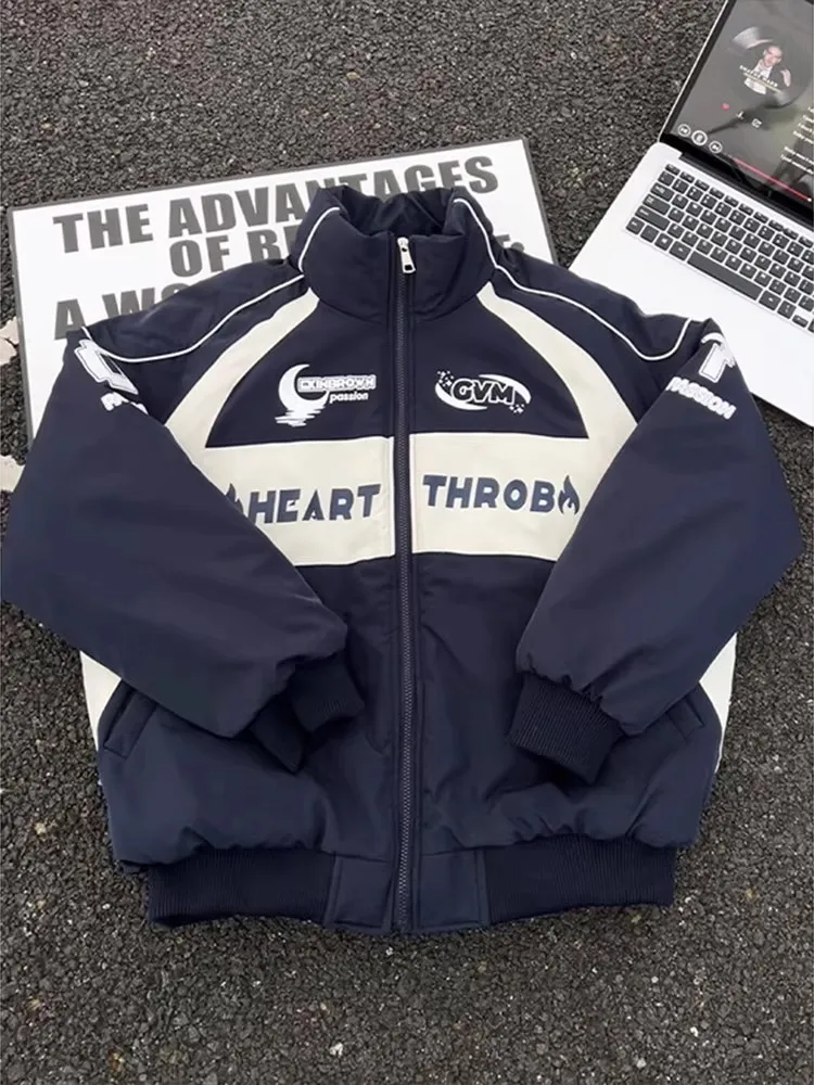 

Американское винтажное цветное джато Blo Racing Jaet, мужское зимнее хлопковое пальто High Street Sle, молодежное модное теплое пальто со стойкой