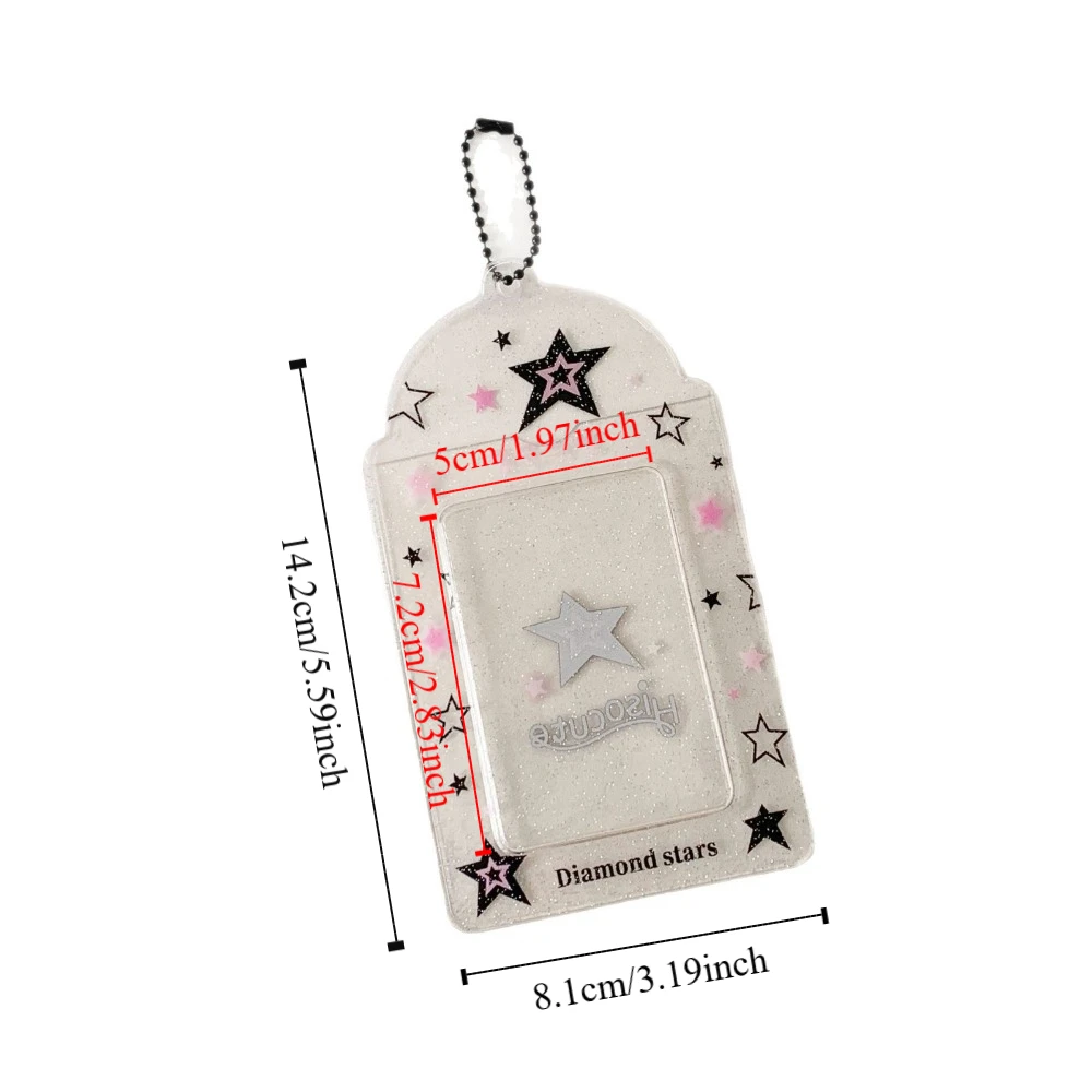 Star Strawberry Korean Photocard Holder PVC Card Cover Hanging Decoration ID Photo Photocard Frame Picture Keychain Pendant