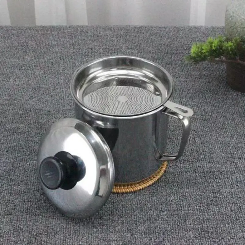 Bacon Grease Container Kitchen Oil Container Can with Strainer for Store Meat Frying Oil and Cooking Grease Storage