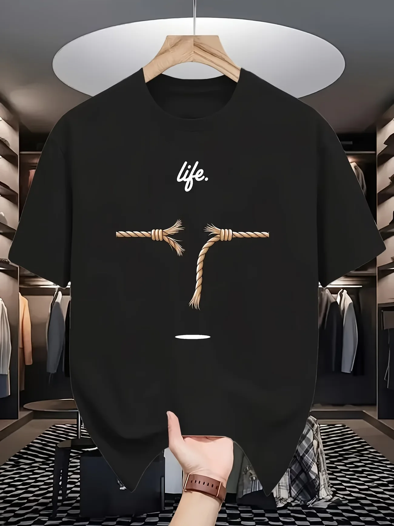 Men's funny life Rope Break Letter Graphic T-Shirt Summer Oversize Tee Women Y2K Loose Novelty Vintage top gifts Harajuku Casual