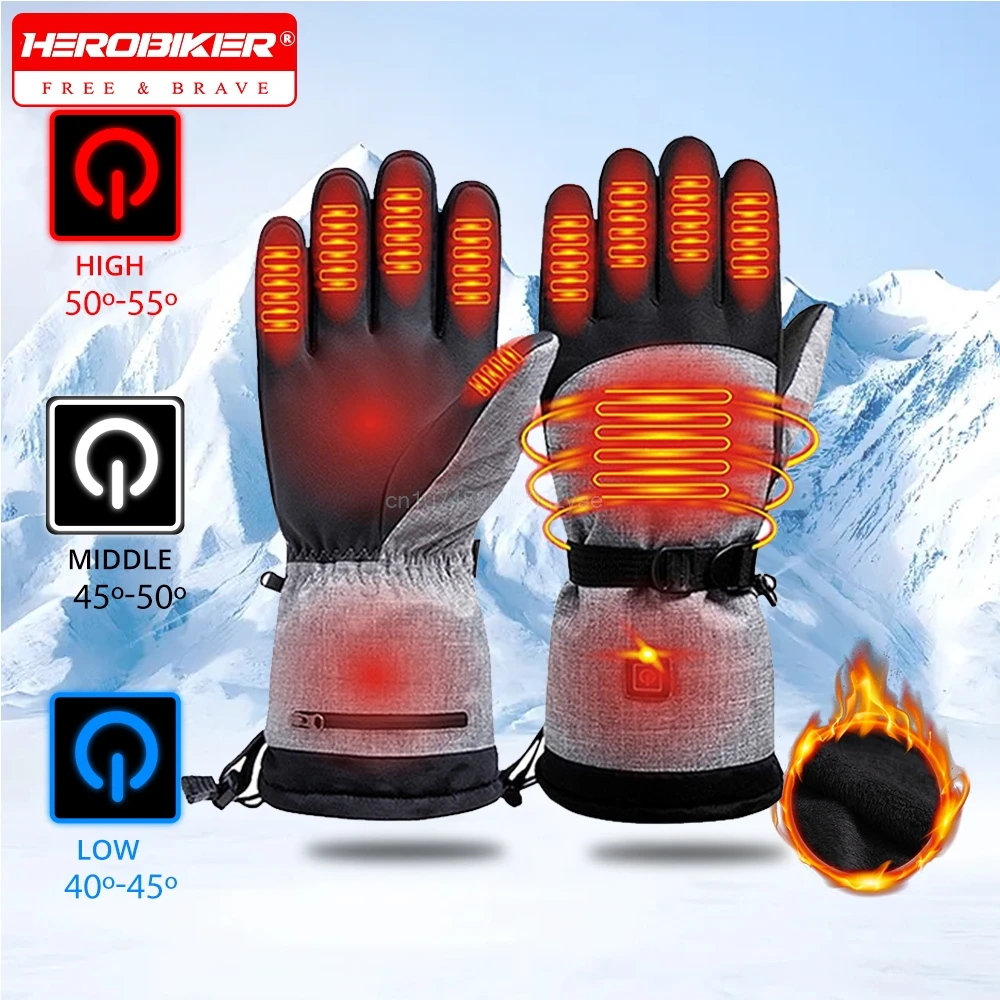 

Heated Gloves USB Rechargeable Snowboard Gloves Winter Thermal Gloves Heating Motorcycle Touchscreen Ski Outdoor Winter Gloves
