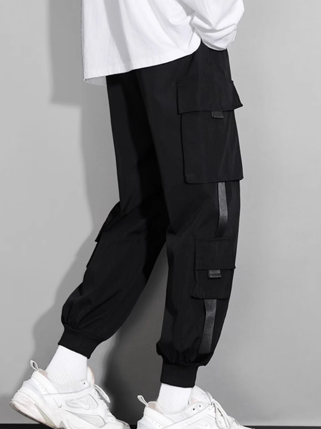 

Summer Men's New Thin Harlan Elastic Cargo Pants Loose Sports Trend All Tie Feet High Street Casual Pants