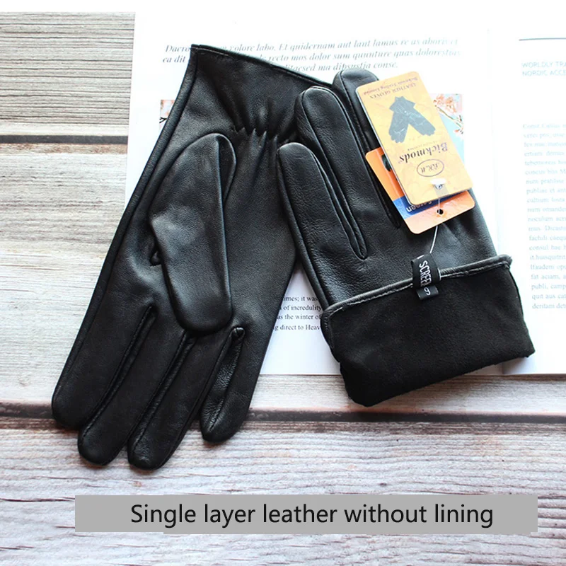 Thin Driving Touch Screen Sheepskin Gloves Men\'s Leather Unlined Fashionable Straight Electric Bicycle Motorcycle Riding Gloves