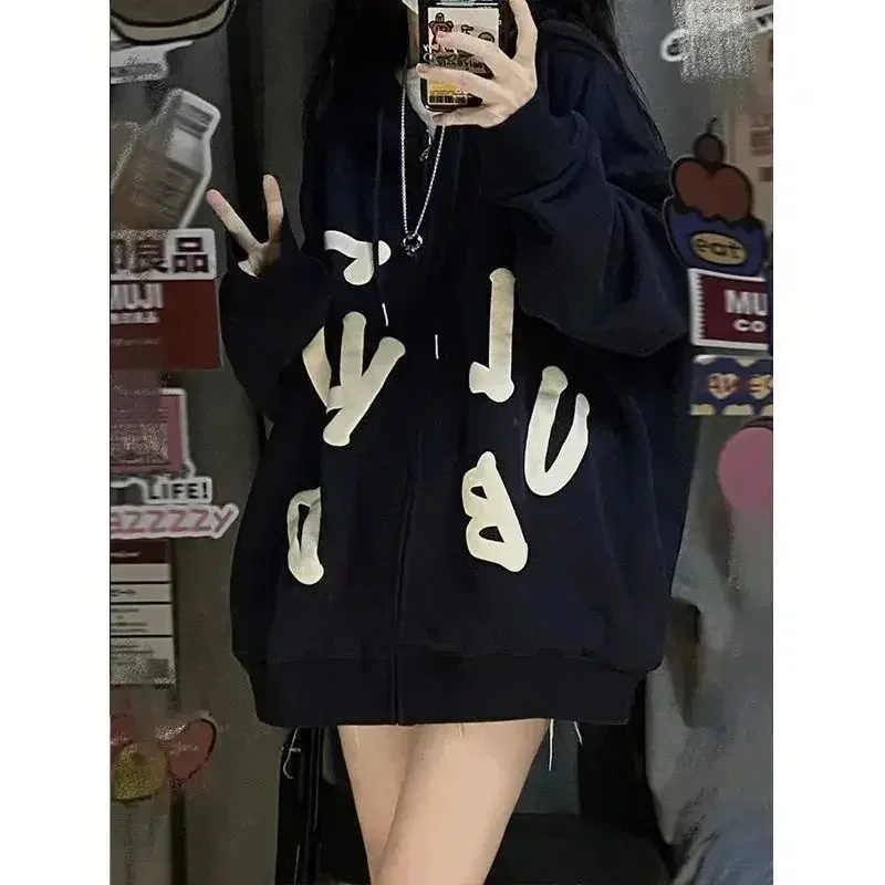 2024 New Harajuku Hoodie Women Kawaii Oversize Letter Graphic Sweatshirt Korean Fashion Y2k Streetwear Autumn Pullover Hoodies