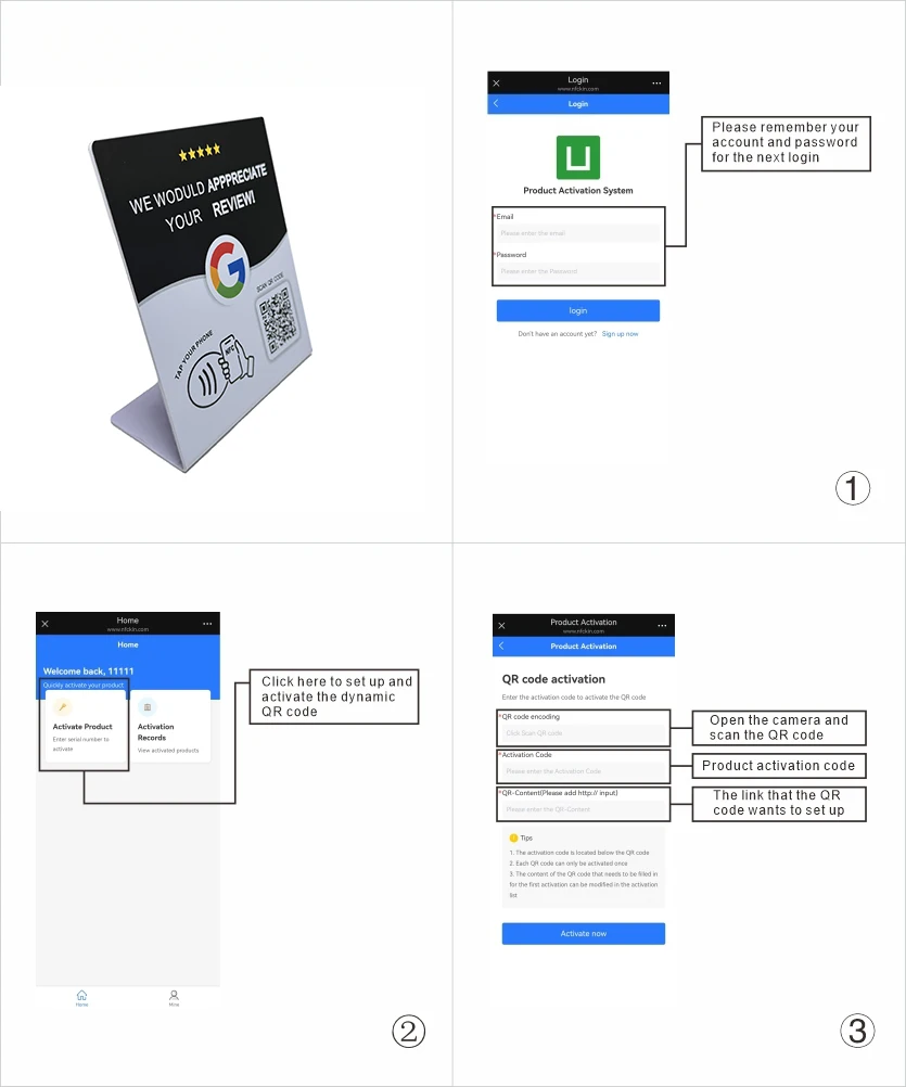 N-tag Crad for Google Review NFC station table NFC 13.56Mhz programmable Reviews display bending card standing brand bracket image 6