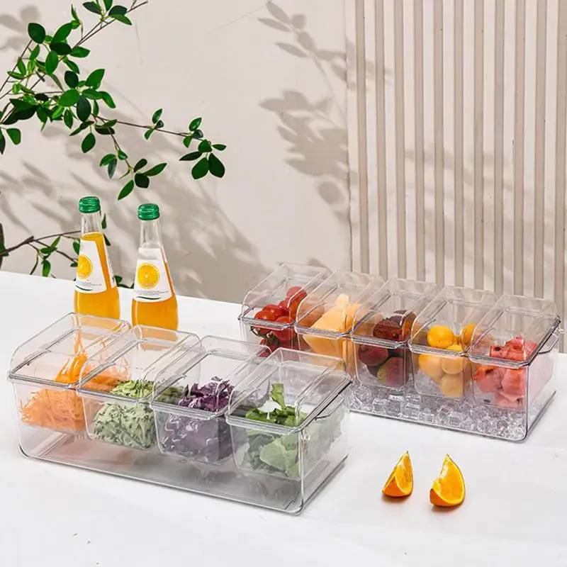 

Condiment Containers With Lids Clear Cold Serving Tray Removable Compartments Salad Bar Containers Home Bar Ice Serving Tray For