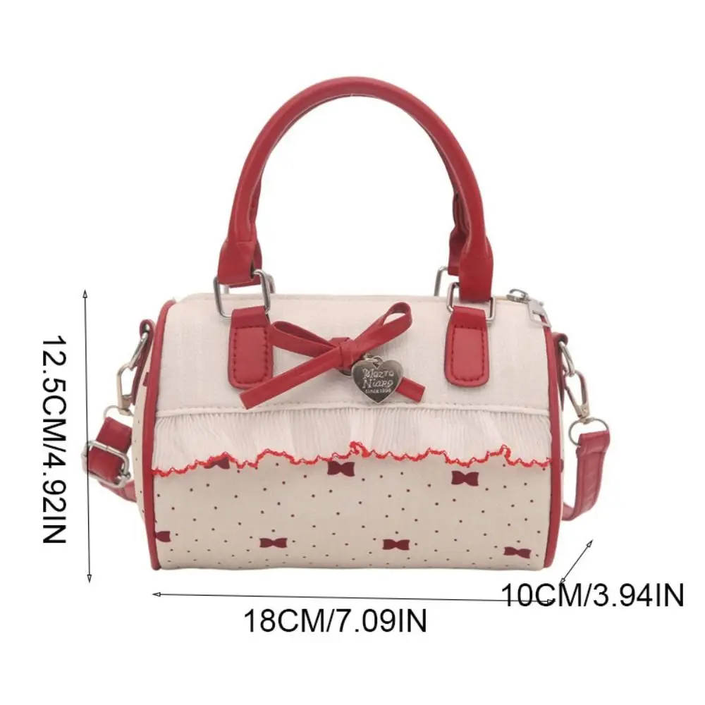 حقيبة يد سويت بولكا دوت بوسطن مقاومة للماء حقيبة بولينج كروس على الطراز الكوري بكتف واحد حقيبة مربعة صغيرة للمدرسة #6