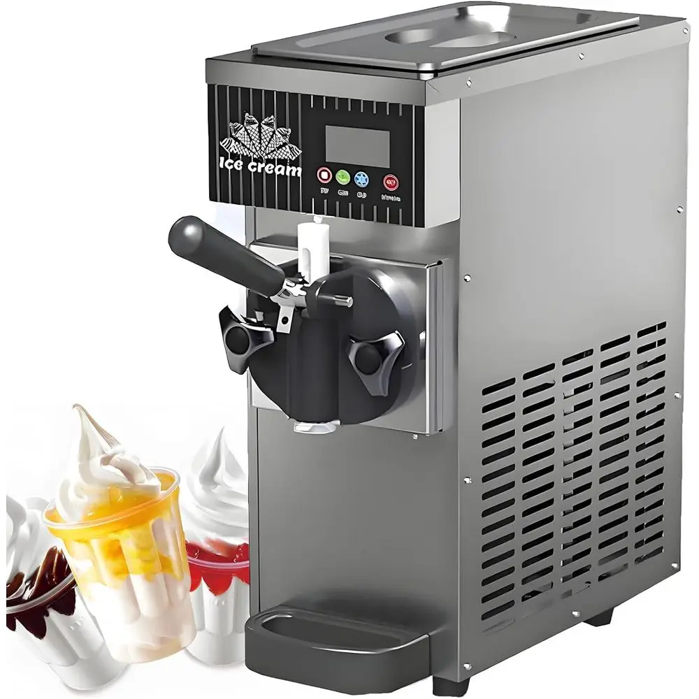 

1-lavor Commercial & Home Sot Serve Ice Cream Maker, 4-5kg/H, LCD Touch Panel, Auto Clean, Pre-Cooling System, Countertop Ice Cr