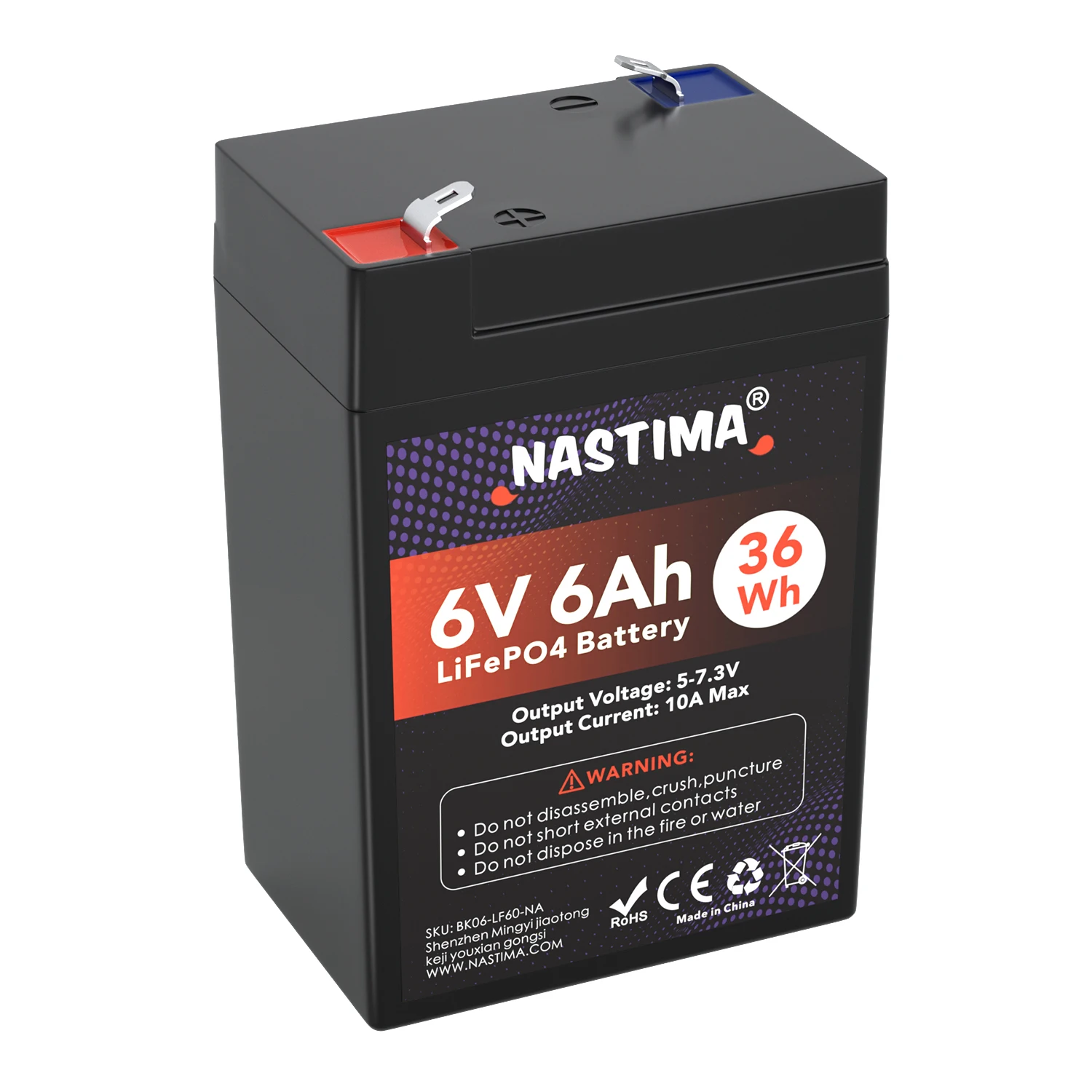 Nastima 6V 6Ah LiFePO4 Batterij Met Bms Oplaadbare Lithium-ijzerfosfaat Batterij Voor Noodverlichting Lantaarn Kinderen Rijden Op auto