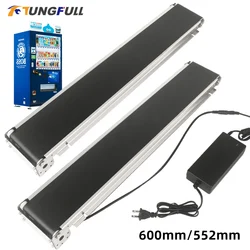 600mm 552mm Stainless Steel Mini Belt Conveyor Machine PU Belt Vending Machine DC 24V Cargo Channel Track Cargo Lane