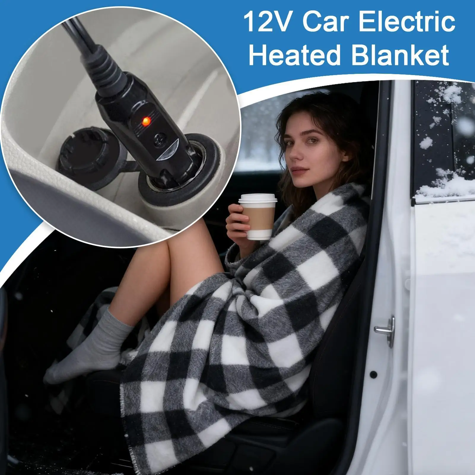 Heated Car Blanket 3 Levels Auto off Beddings 12V Electric Heated Throw for Vehicles for Commuting Camping Road Trips Family