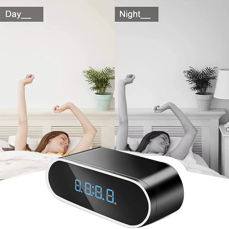 Reloj despertador Full HD 1080P, Mini cámara inalámbrica con Wifi, Control IR, visión nocturna, videocámara DVR, Monitor de vigilancia del hogar,