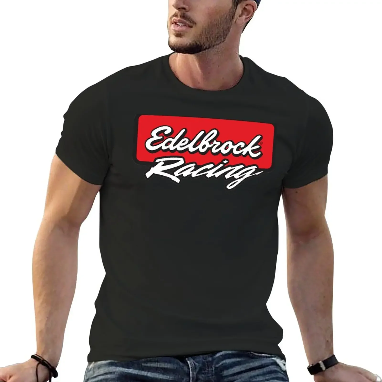 Aesthetic clothing tees plain black t shirts men Edelbrock racing T-Shirt graphic oversized men clothing harajuku 2024 summer