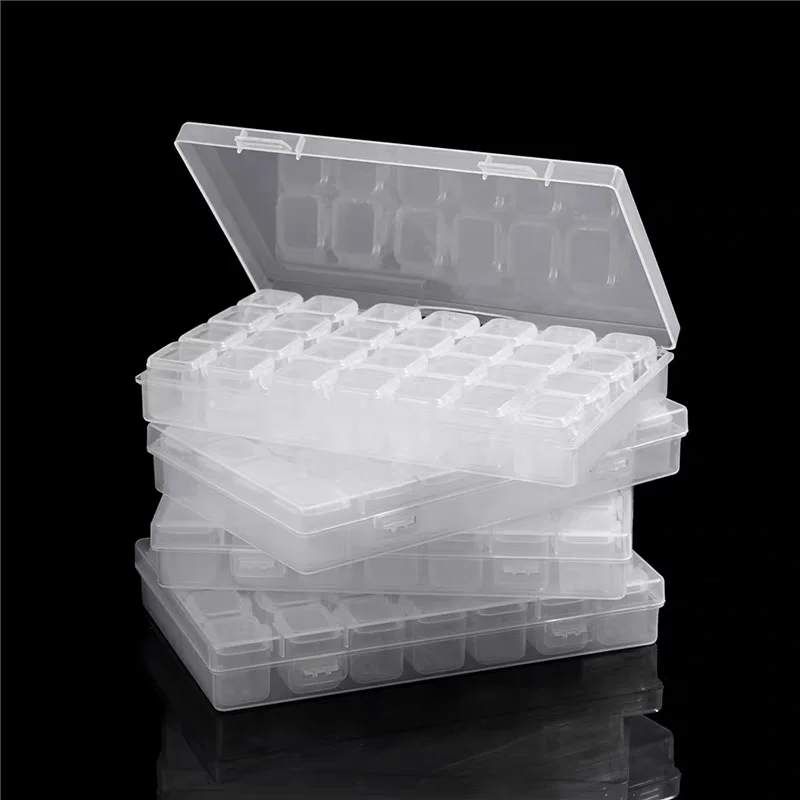 1 Conjunto de 28/56 Compartimentos, Ferramenta de Pintura com Diamantes DIY, Organizador de Miçangas Soltas para Joias e Unhas, Recipiente Independente para Armazenamento de Miçangas de Arroz, Multifuncional