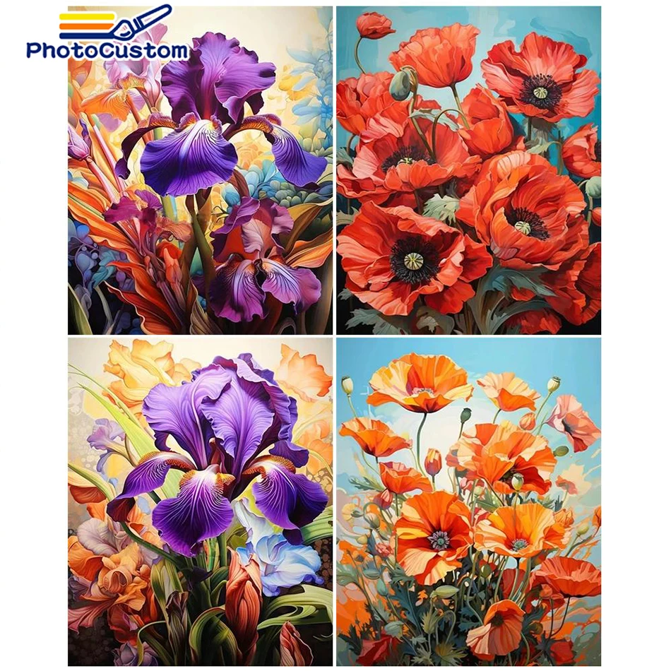 

PhotoCustom Painting By Numbers Flower Scenery HandPainted Oil For Home Decor Coloring By Numbers On Canvas Kits Handmade Gift