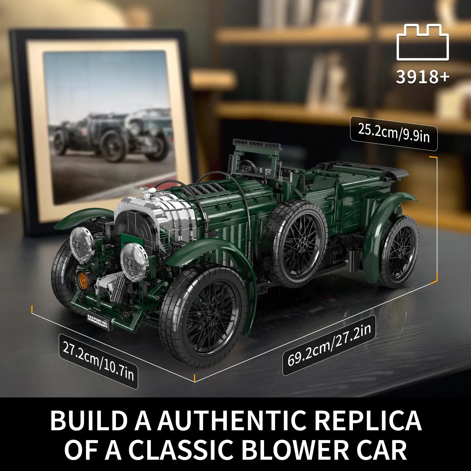 

Набор игрушек Mold King Powered Vintage Sports Car Building Blocks (3918 шт.) - Моторизованная масштабная модель RC для взрослых и подростков, строителей 14+