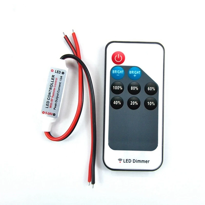 Mini LED Single Color Dimmer DC 5V 12V 24V 5050 2835 Strip Lights Constant Voltage PWM Signal Controller RF 9-Key Remote