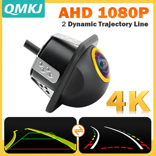 QMKJ AHD 1080P/720P cámara de visión trasera de trayectoria dinámica HD visión nocturna cámara de marcha atrás impermeable para Monitor de reproductor Andriod