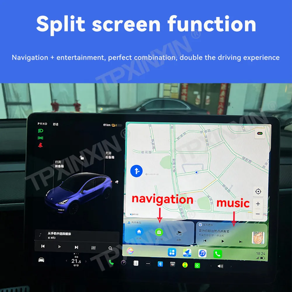 أندرويد السيارات Carplay Hicar فك ل تسلا نموذج 3Y تسلا سيارة اللعب فك صندوق راديو السيارة مشغل وسائط متعددة الملاحة الصوتية