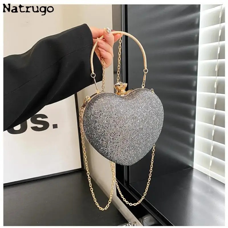 Heart Shaped Purses And Handbags Bags For Women Luxury Designer Clutch Purse Evening Banquet Bag Fashion Sequin Shoulder Bags