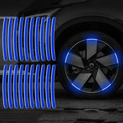 20 piezas tiras luminosas, pegatina reflectante para cubo de rueda de coche, cinta de rayas altamente reflectantes para decoración de ruedas de coche, bicicleta y motocicleta