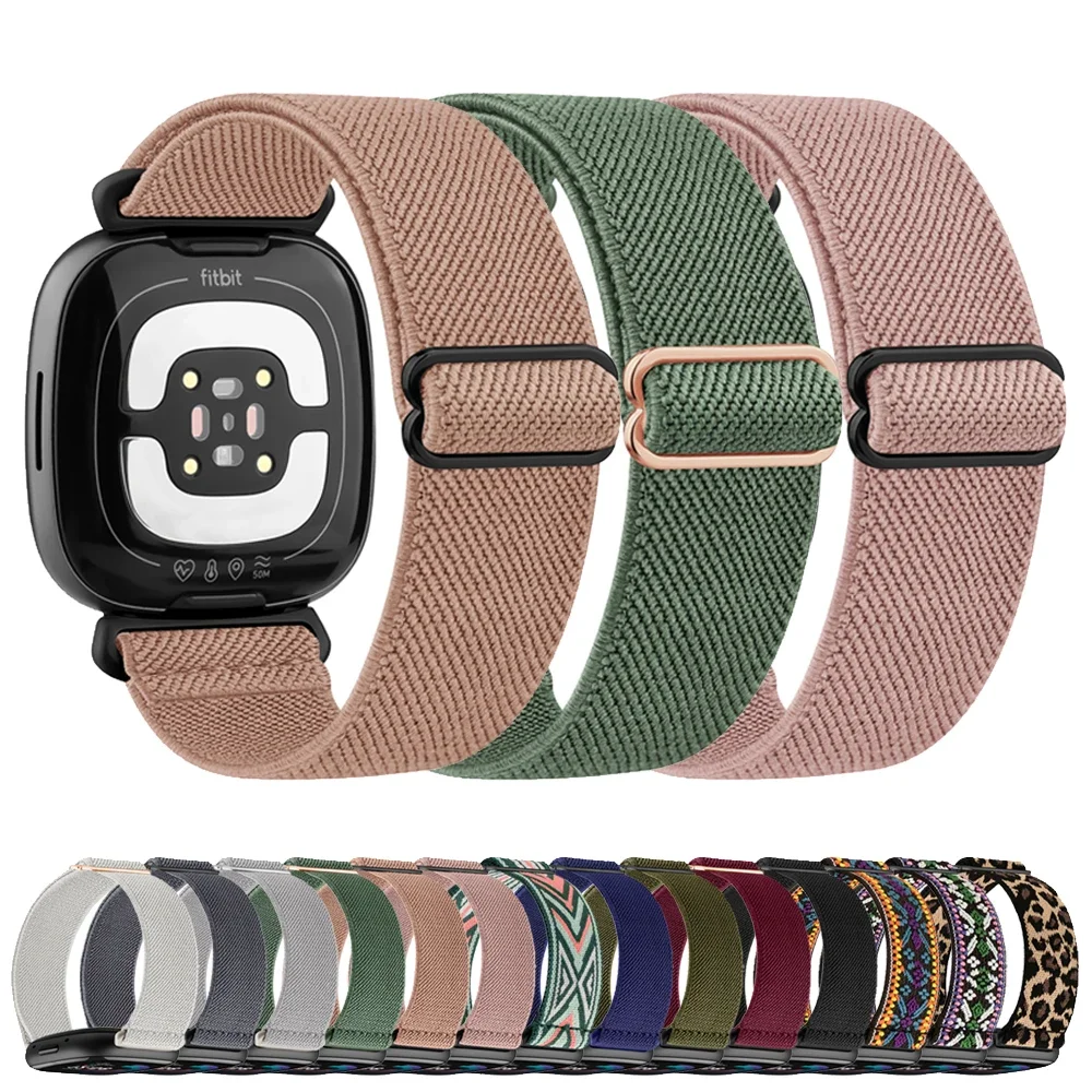 Elastyczny nylonowy pasek do zegarka do Fitbit Versa 3/Versa 4 bransoletka do paska Fitbit Sense/Sense 2 pasek do zegarka wymiana nadgarstka