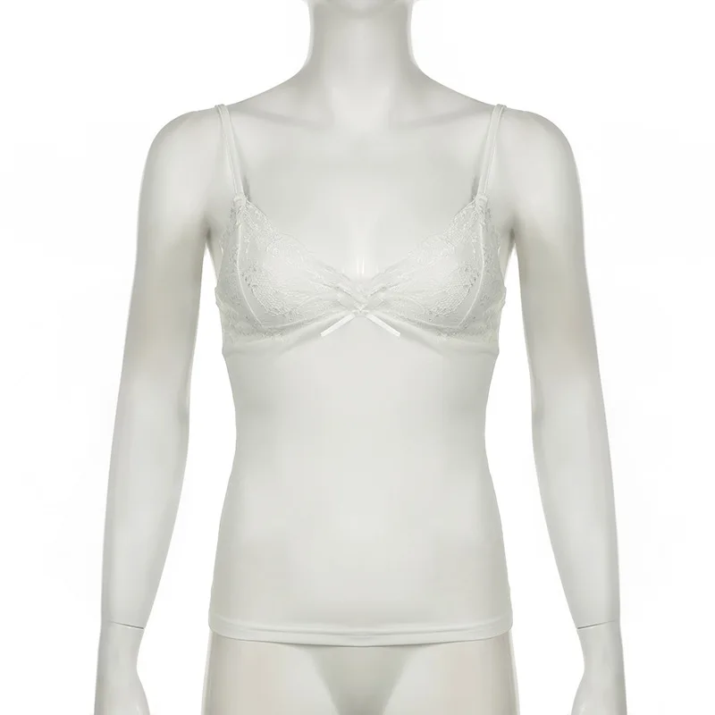 2026 Neues Sommer Y2K American Retro Spitzen-V-Ausschnitt-Trägertop – figurbetont und schlankmachend, kurzer Stil, „Spicy Girl“-Top, französisch schlicht und sexy – Detail 13