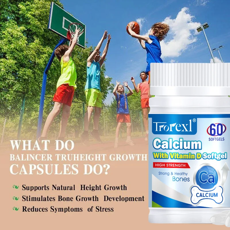 Calcium Vitamin D3 Balancer Bone Growth- For Kids,Teens and Adults to Increase Height, Improve Bone Density,Support Joint Health