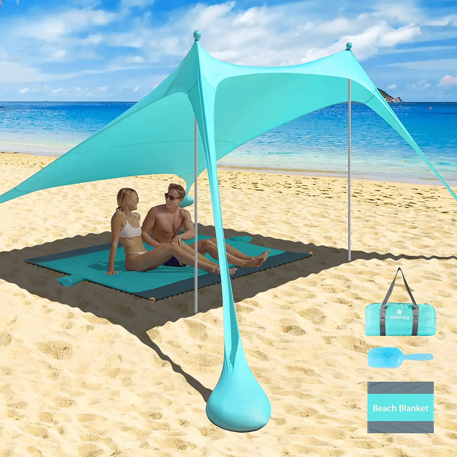 

WOQI 31 High Quality Sandbags Anchors And Pegs Spandex Fabric Summer Beach Tent Sun Shelter Canopy For Outdoor