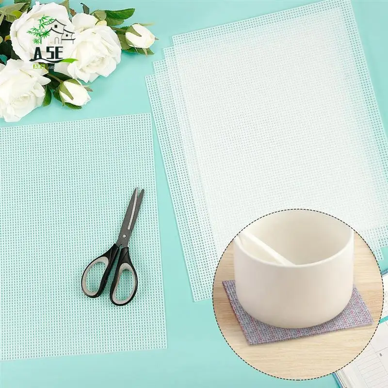 

A05E-20 Sheets Plastic Canvas, 13X10.2Inch 7CT Transparent Plastic Mesh Canvas Sheets For Embroidery Cross Stitch Mesh Sheets