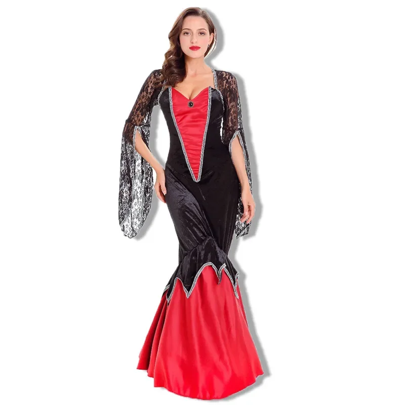 Halloween sexy Geist Braut Kostüm Kleid für Frauen Tod Roben Hexe Vampir Königin Cosplay Kostüme Palast Kleid