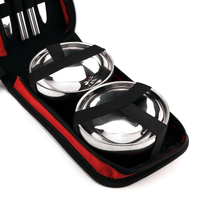 7 PCS/Set Stainless Steel Tableware Bag Serving Utensils Portable Double Layer Kit Travel
