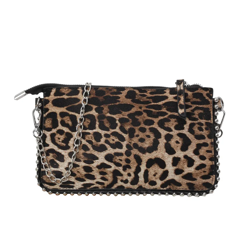 Bolso cruzado de leopardo para mujer, bandolera de hombro con cadena de moda para teléfono móvil, bolso de viaje para vacaciones, novedad