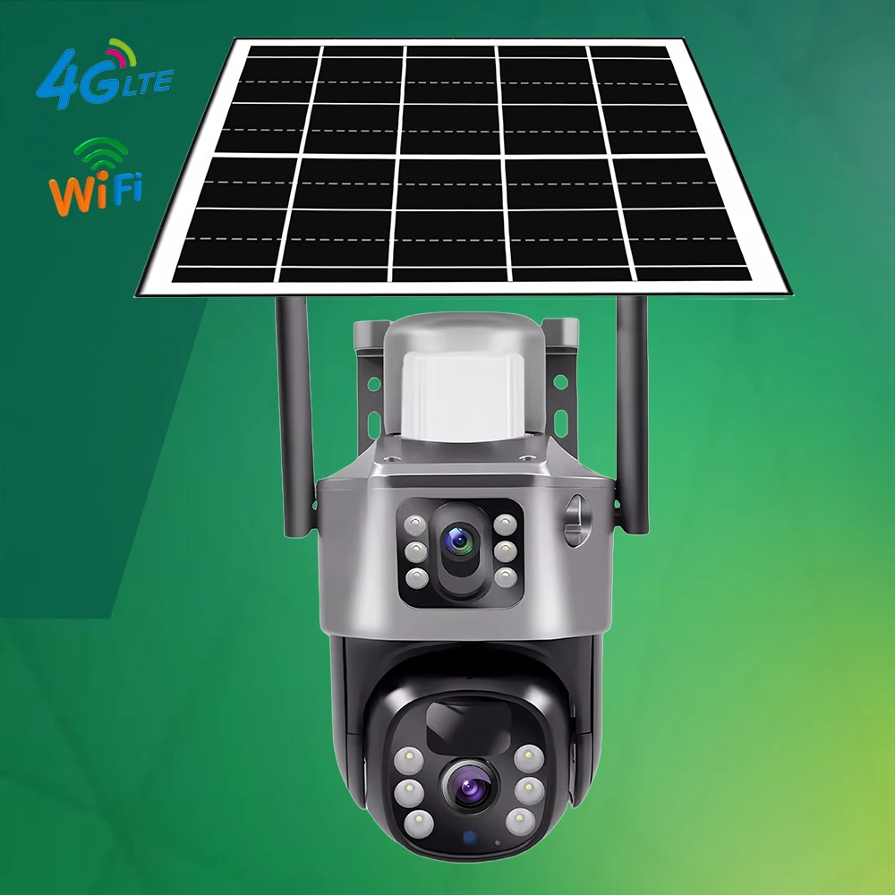 

8MP 4G Solar Camera Outdoor with Solar Panel 360° Dual Lens Wireless WIFI Battery Security Camera PIR Night Vision CCTV Camera
