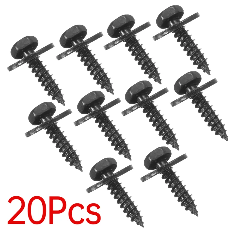 20Pcs/Set 8MM Self Tapping Tapper Screw And Washer For BMW 4.8 x 19 mm Black 8mm Self Tapping Tapper Screws