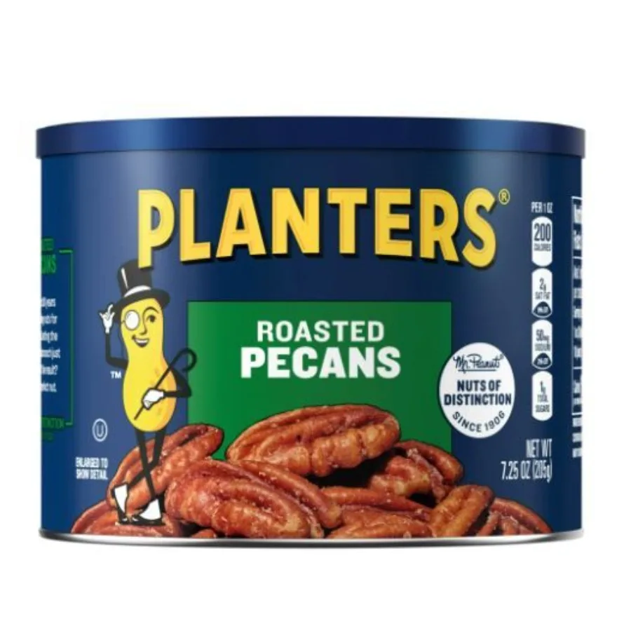 

PLANTERS Roasted Pecan Nuts Party Snacks PlantBased Protein 7.25 Oz Steel Can