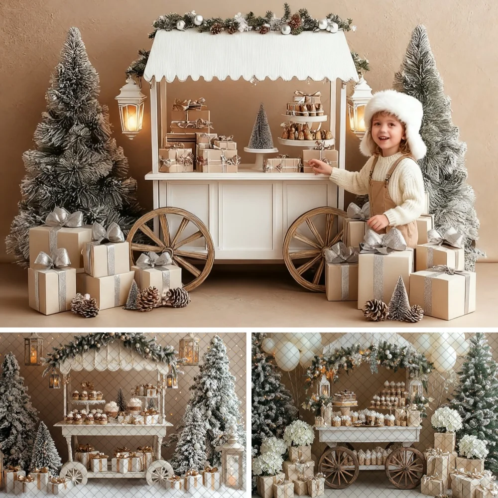 

Christmas Candy Stand Photography Backdrops Xmas Snowflake Kids Baby Portrait Family Photocall Background Photo Studio Props