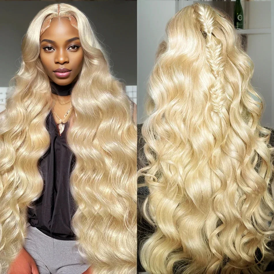 Perruque Lace Front Wig Body Wave Brésilienne Naturelle, Cheveux Blond 613, 13x6, 13x4, 30 38 Pouces, Densité 210