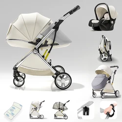 Luxuriöser Kinderwagen 3 in 1 eiförmigen Sitz für Neugeborene Einhand-Kinderwagen Kinderwagen kompakte Größe