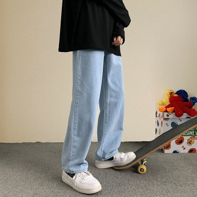 KAPMENTS Baggy Oversized Jeans Pants Denim 2023 Men Wide Leg Y2k Hip Hop Vintage Blue Denim Pants Low Rise Black Straight Pants