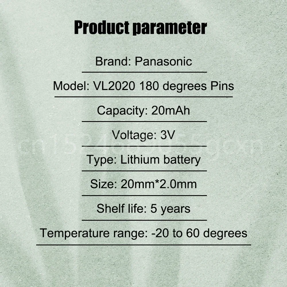 Аккумуляторные литиевые батареи Panasonic VL2020, 2020, 3 в, 20 мАч, с дужками на 180 градусов для часов, автомобильных ключей