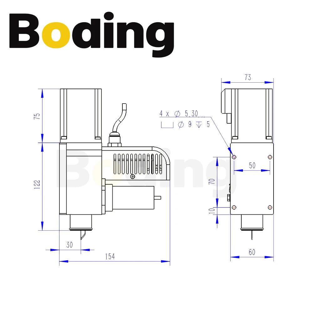 BODING CNC Integrated Vibrating Knife 80W 18000RPM 24V 10A For KT Board Foam Board ABS Plastic Cardboard