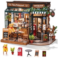 Robotime Rolife DIY Miniature House Kit Tipsy Restaurant Desk Bookshelf Decoration for Adults Gift Idea For Girls Boys Kids
