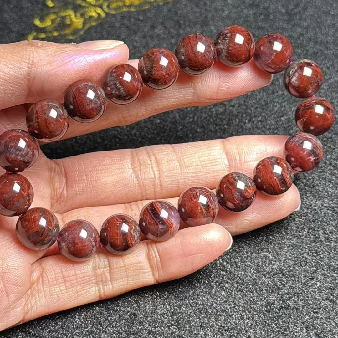 Natural Cacoxenite Purple Auralite 23 Clear Round Beads Bracelet 10.6mm Cat Eye Women Men Cat Eye Canada Stretch Jewelry  AAAAA