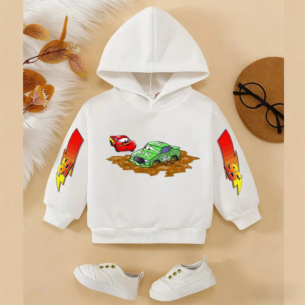 سويت شيرت كلاسيكي بقلنسوة للأطفال من Disney Car Lightning McQueen للخريف والشتاء كاجوال للجنسين #6