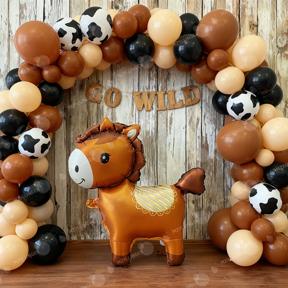 Cartoon Nette Styling Pony Ballon Pferd Aluminium Film Ballon für Bauernhof Party Fotografie Requisiten Geburtstag Dekoration – Detail 3